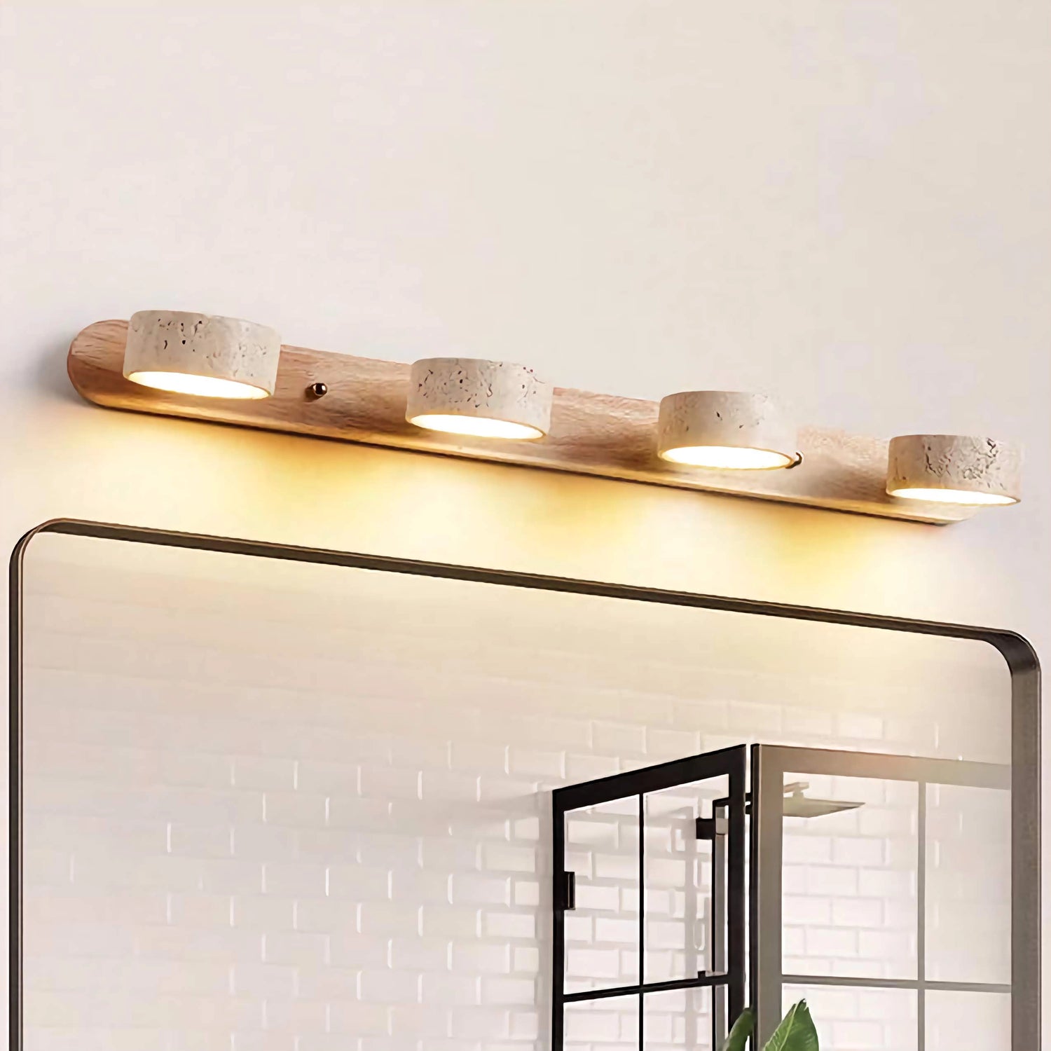 Adjustable Travertine Vanity Light Bathroom Wood Wall Sconce