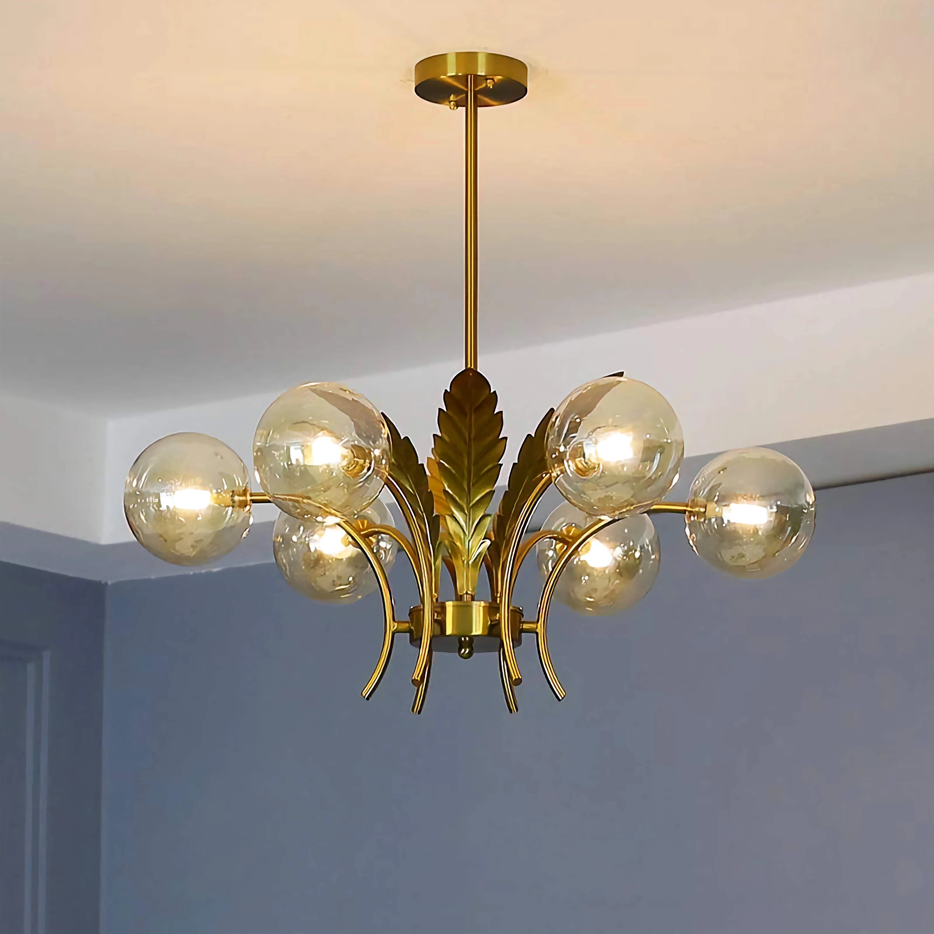 Modern Bubble Gold Chandelier Glass Hanging Light Fixture