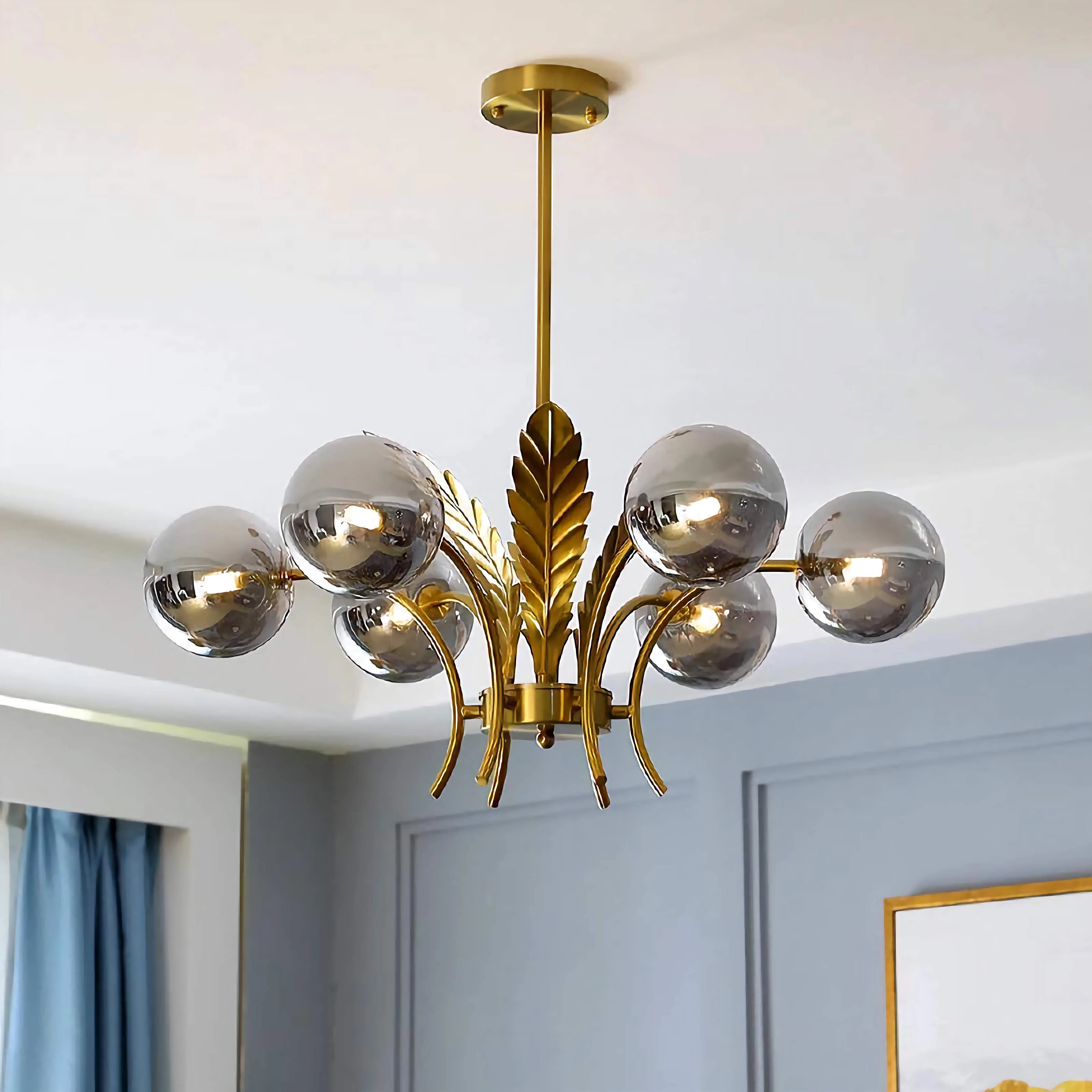 Modern Bubble Gold Chandelier Glass Hanging Light Fixture