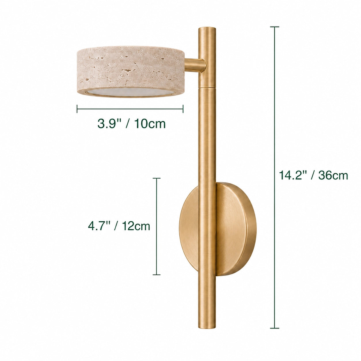 Adjustable Travertine Wall Sconce with Gold Swivel Arm