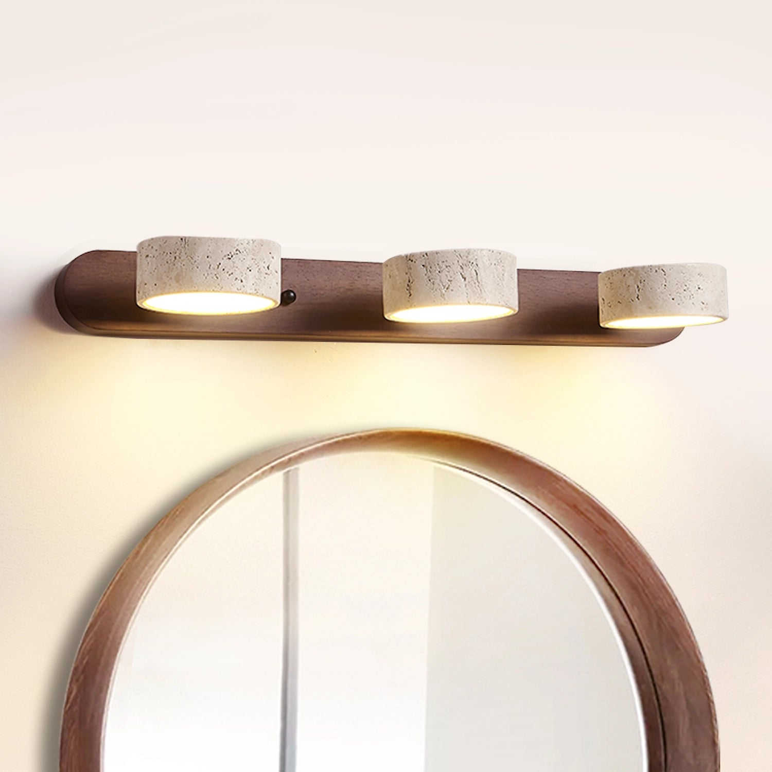 Adjustable Travertine Vanity Light Bathroom Wood Wall Sconce