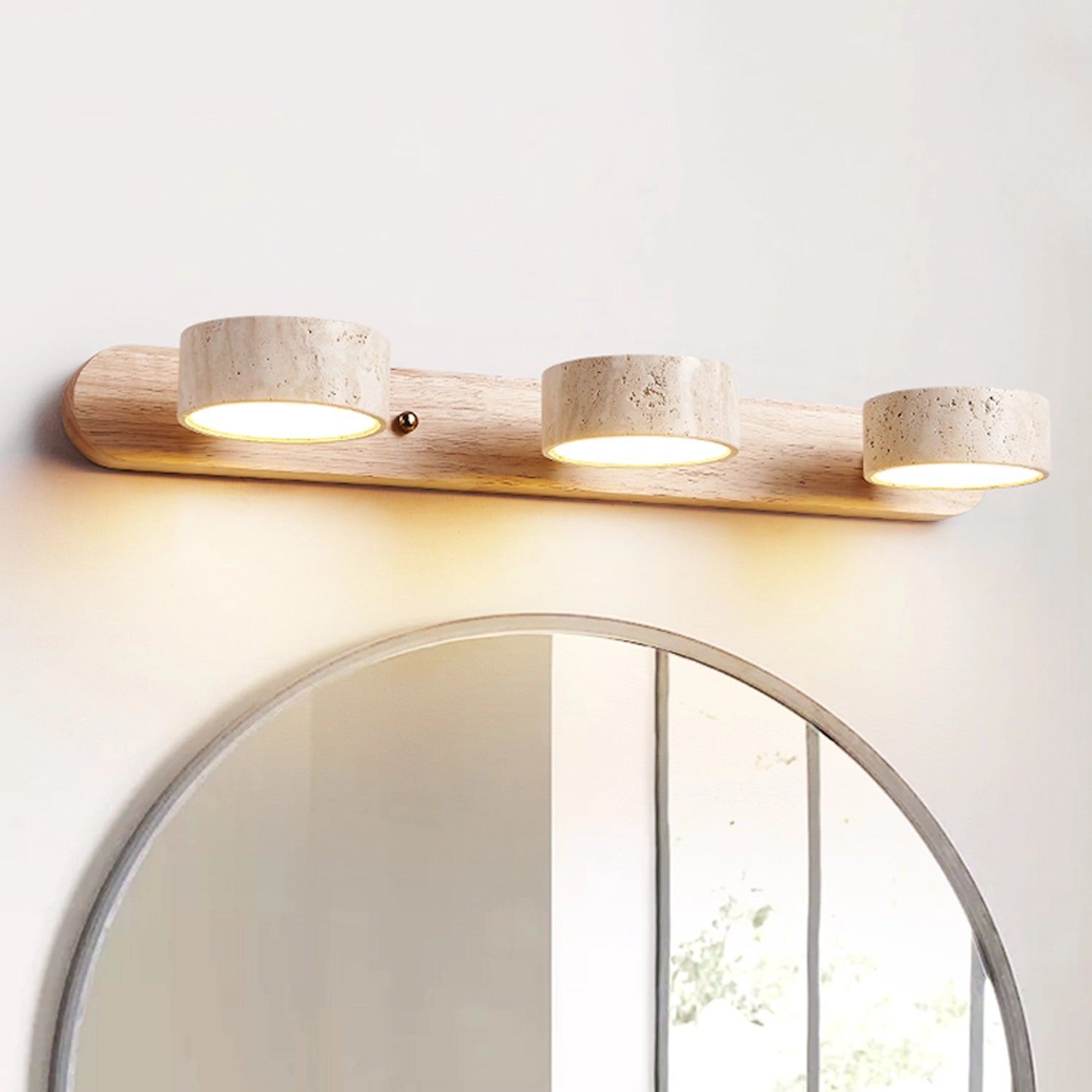 Adjustable Travertine Vanity Light Bathroom Wood Wall Sconce