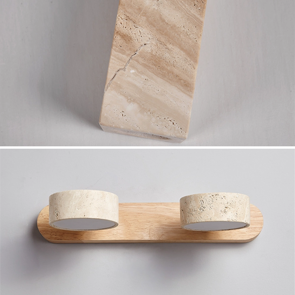 Adjustable Travertine Vanity Light Bathroom Wood Wall Sconce