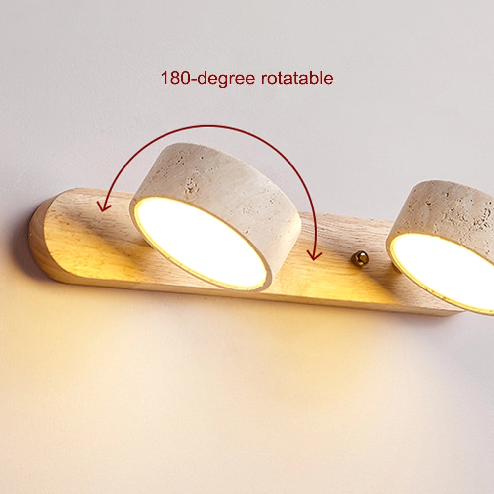 Adjustable Travertine Vanity Light Bathroom Wood Wall Sconce