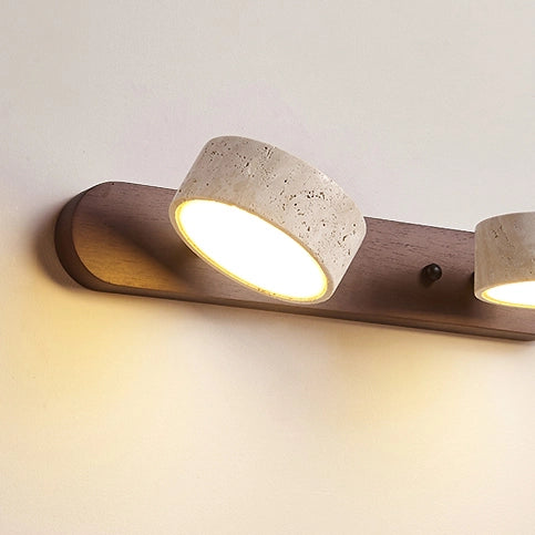 Adjustable Travertine Vanity Light Bathroom Wood Wall Sconce