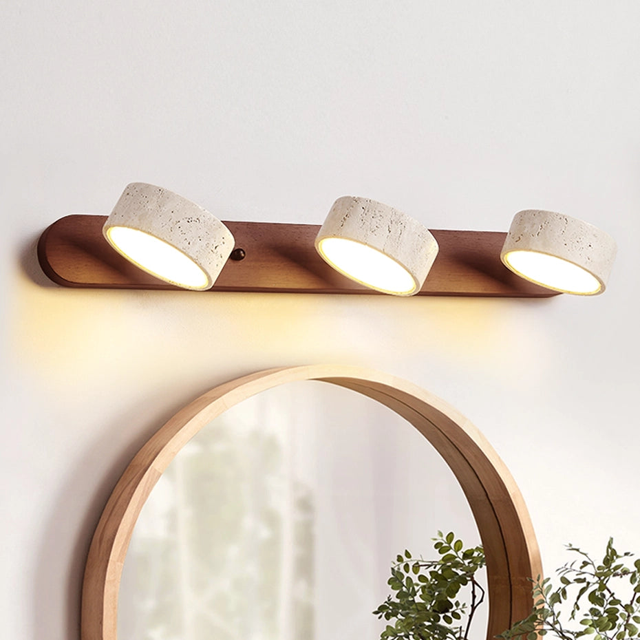 Adjustable Travertine Vanity Light Bathroom Wood Wall Sconce