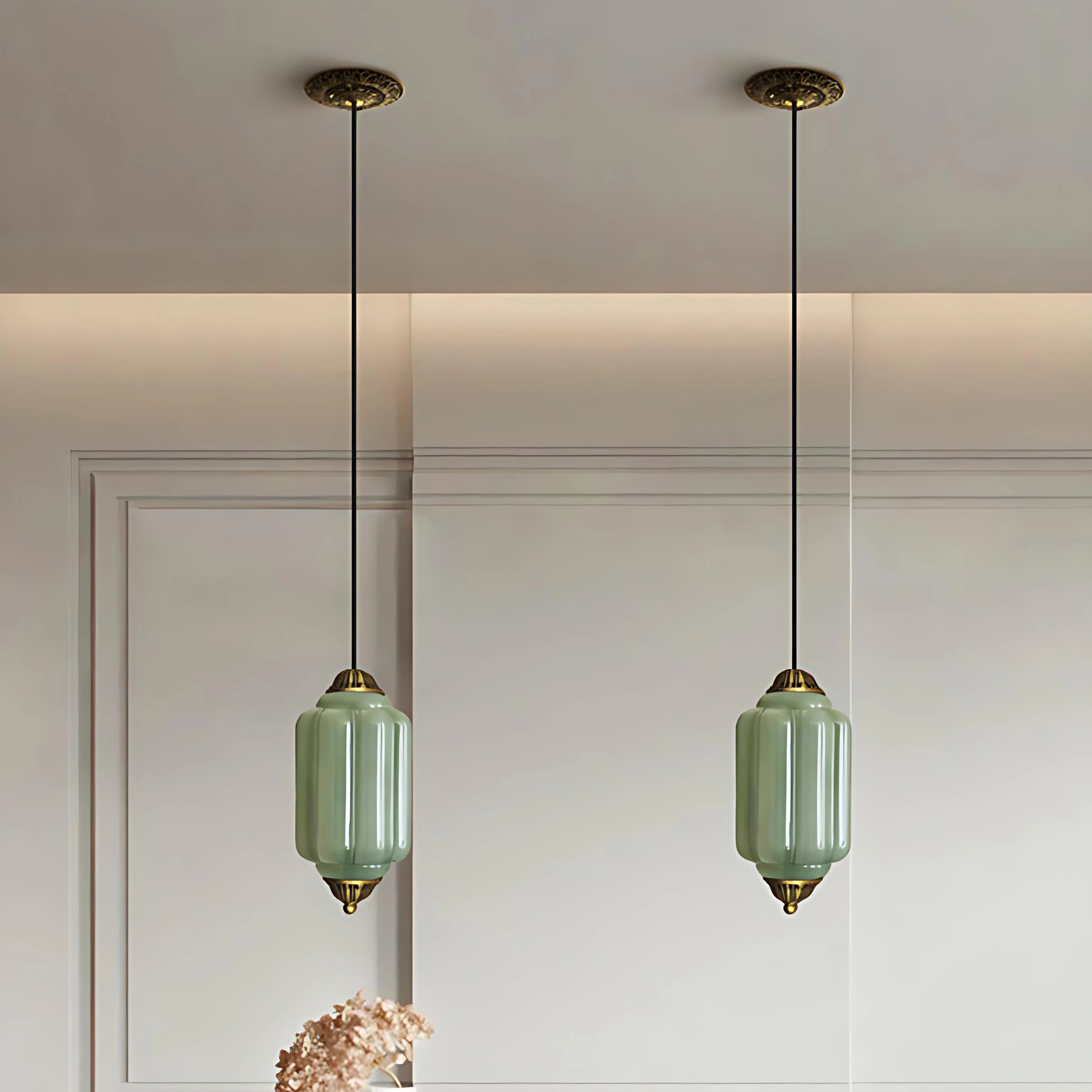 Antique Eloise Glass Pendant Light Vintage Hanging Lamp