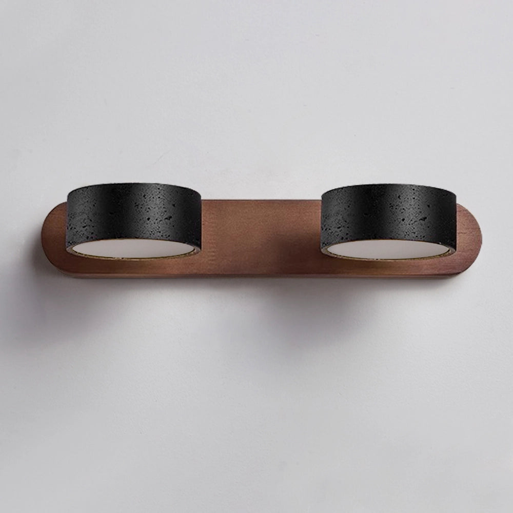 Black Travertine Vanity Wall Light Solid Wood Bathroom Sconce