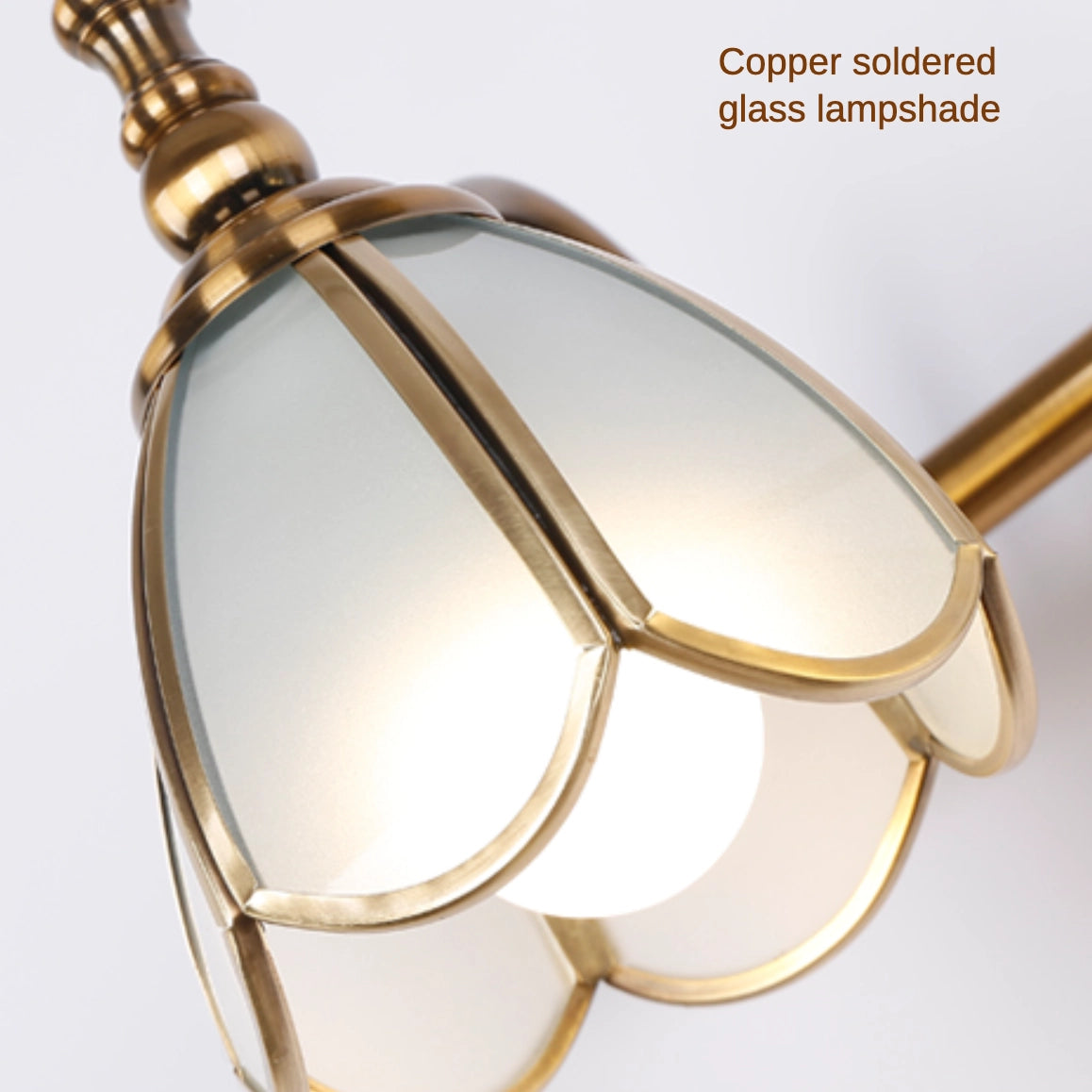 Brass Gold Vanity Light with Glass Shade for Bathroom