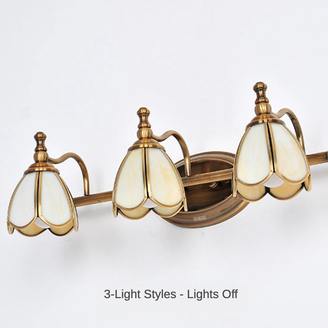 Brass Gold Vanity Light with Glass Shade for Bathroom