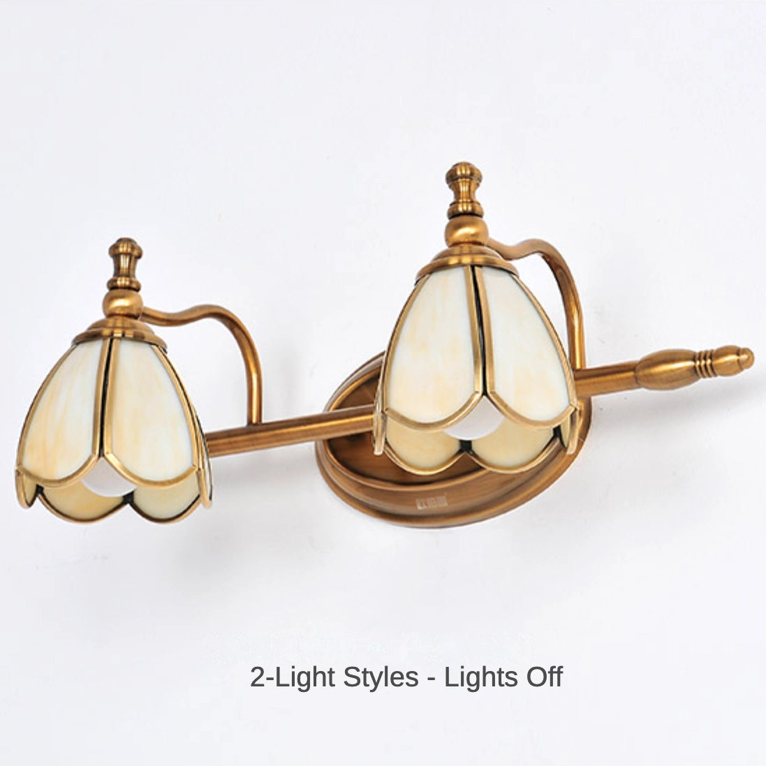 Brass Gold Vanity Light with Glass Shade for Bathroom