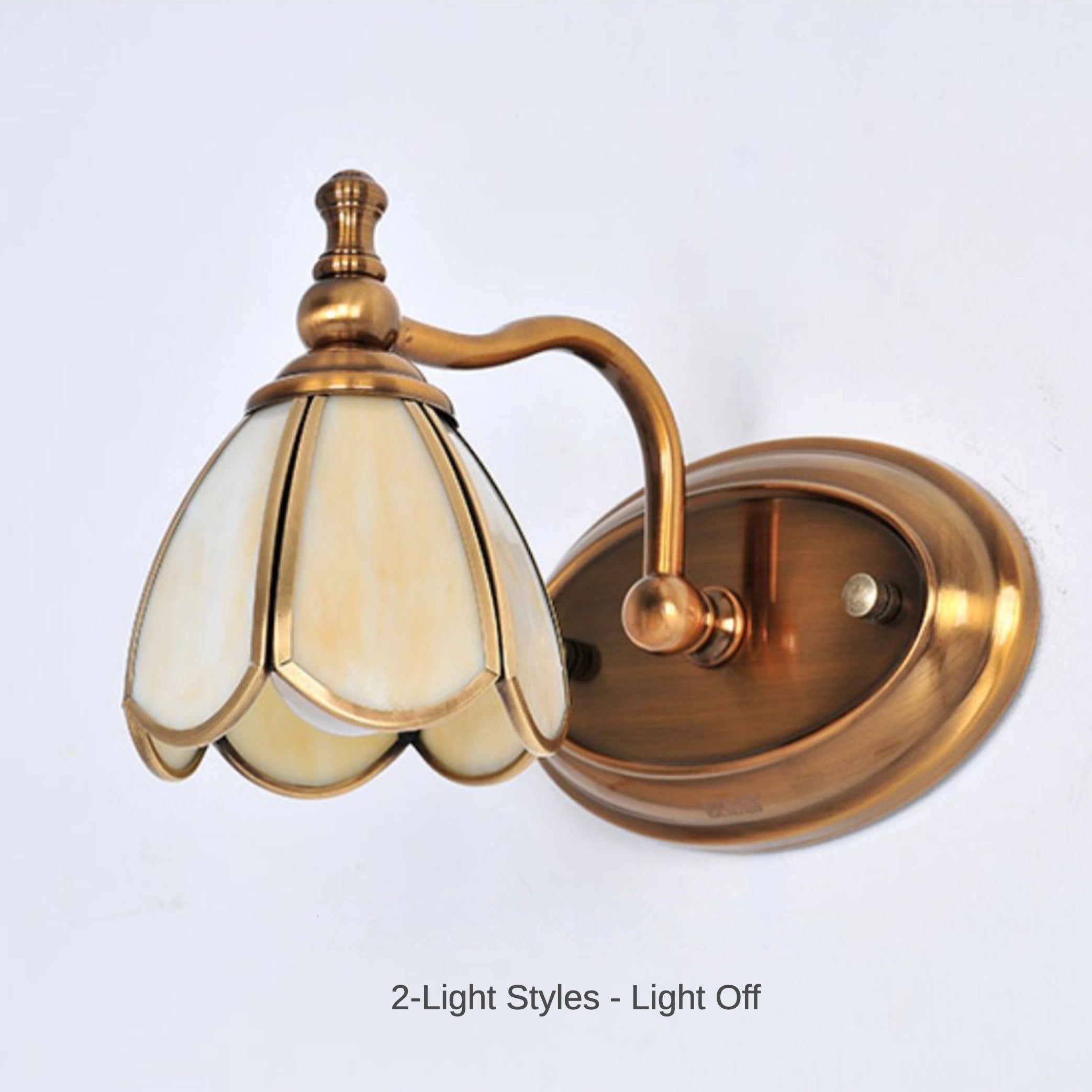 Brass Gold Vanity Light with Glass Shade for Bathroom