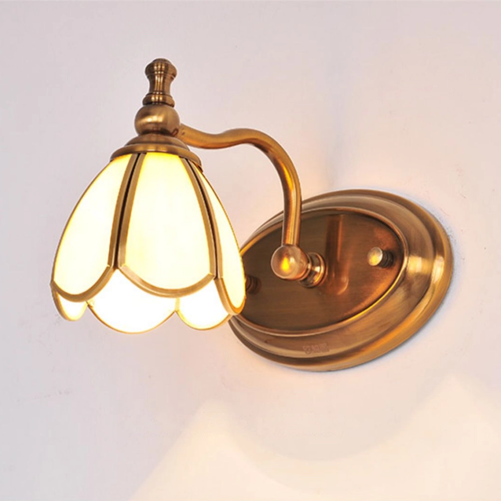 Brass Gold Vanity Light with Glass Shade for Bathroom