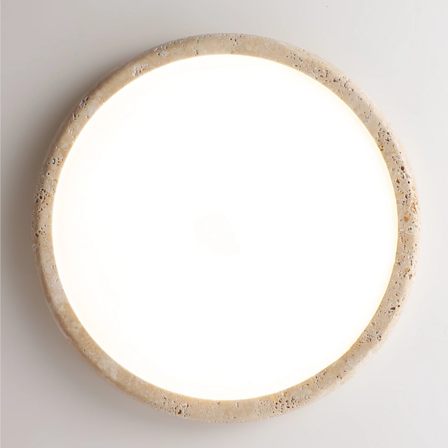 Flush Mount Travertine LED Ceiling Light for Bedroom