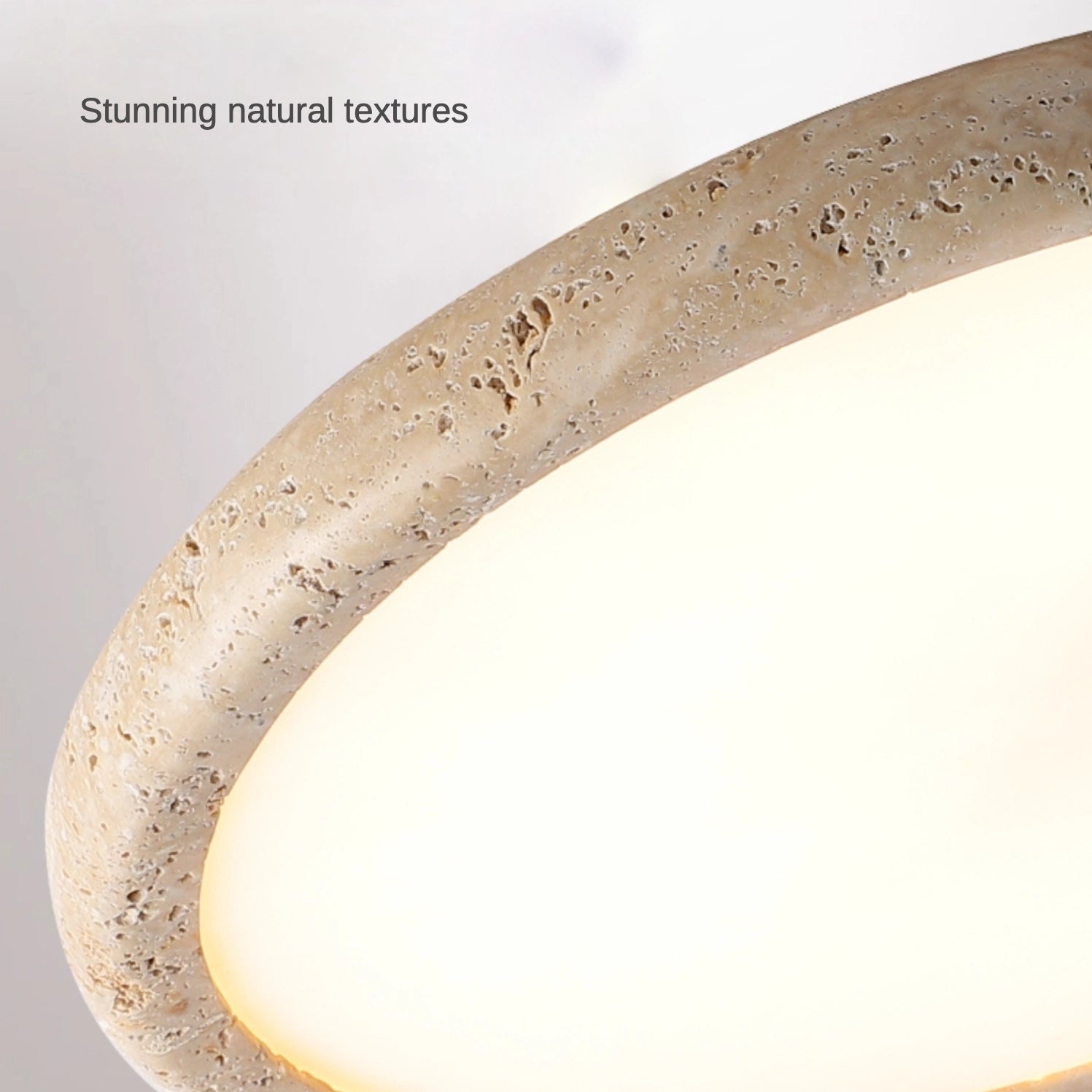 Flush Mount Travertine LED Ceiling Light for Bedroom