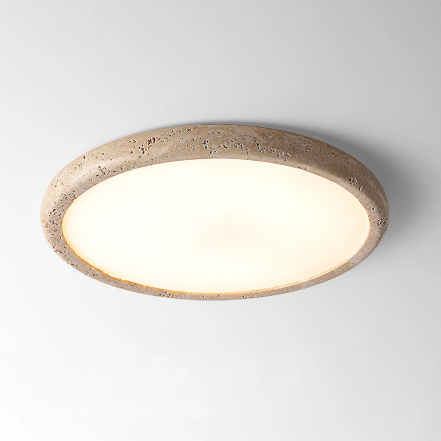 Flush Mount Travertine LED Ceiling Light for Bedroom