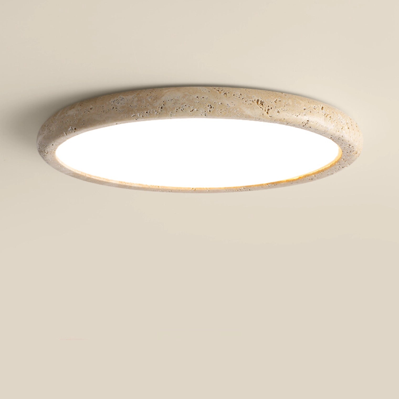 Flush Mount Travertine LED Ceiling Light for Bedroom