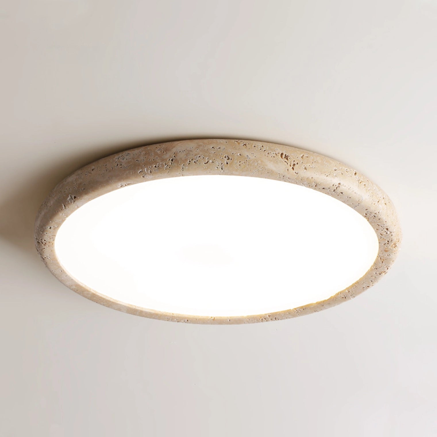 Flush Mount Travertine LED Ceiling Light for Bedroom