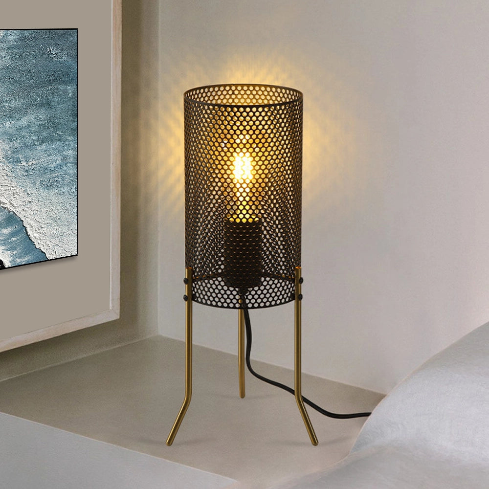 Industrial Side Table Lamp Small Table Light for Living Room Bedroom