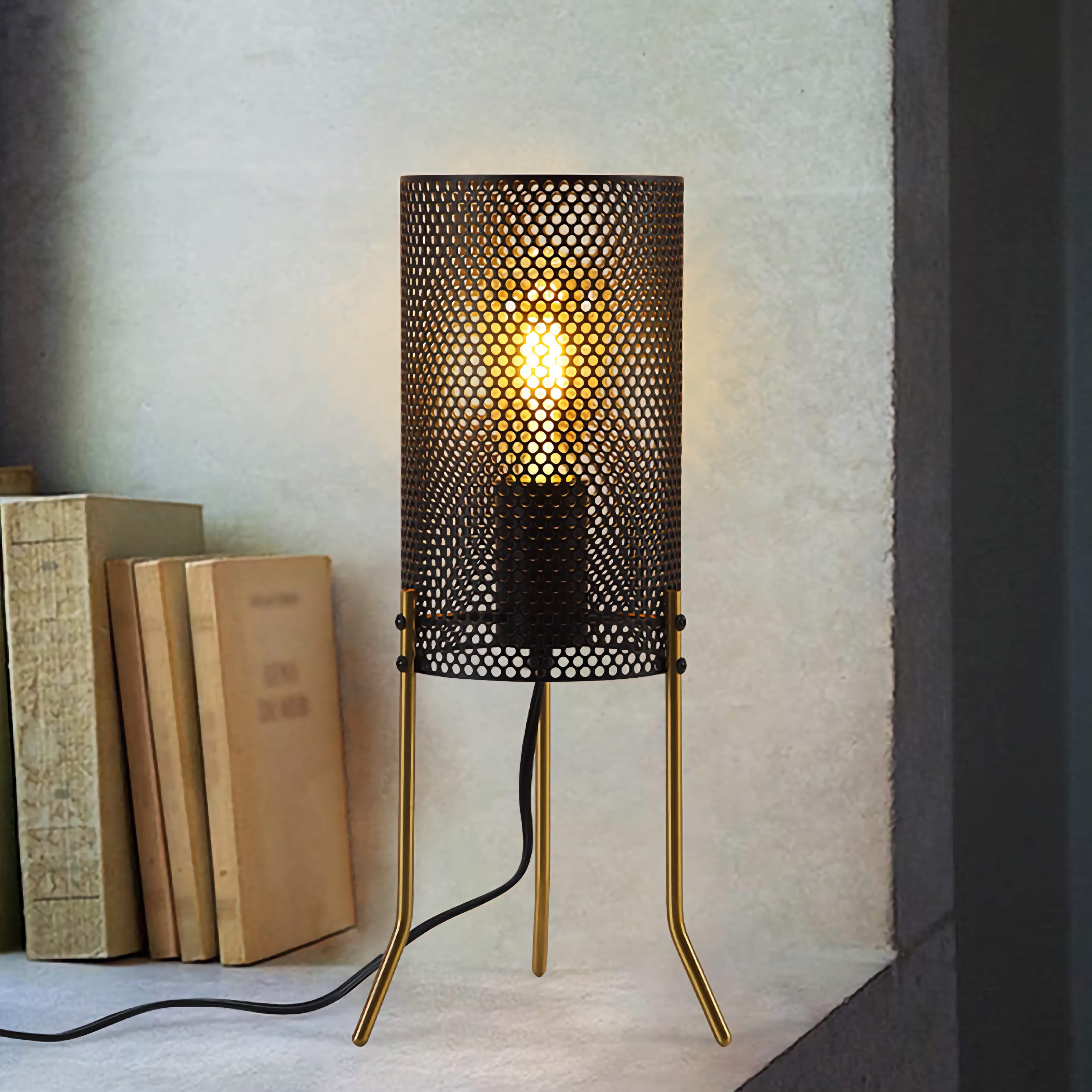 Industrial Side Table Lamp Small Table Light for Living Room Bedroom