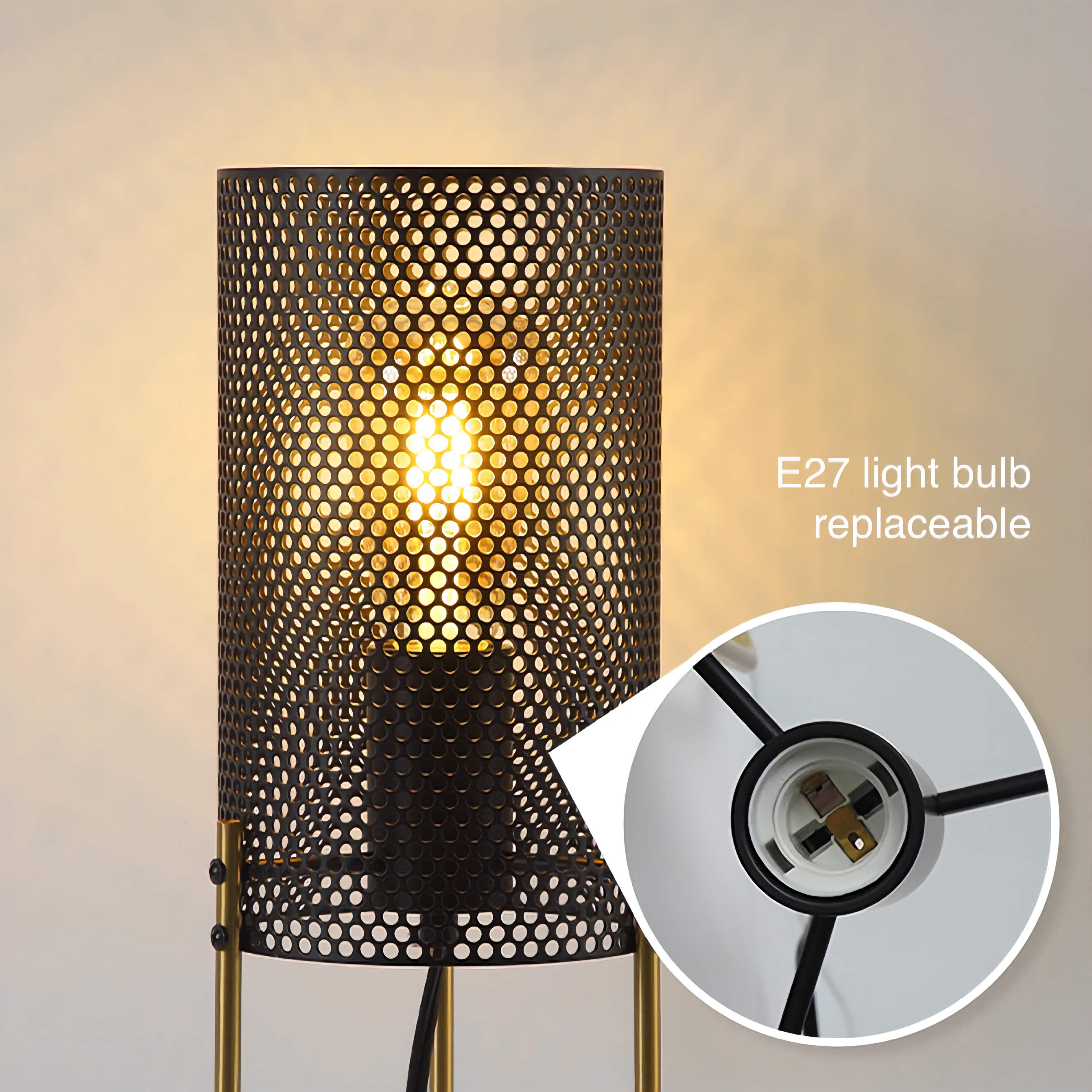 Industrial Side Table Lamp Small Table Light for Living Room Bedroom