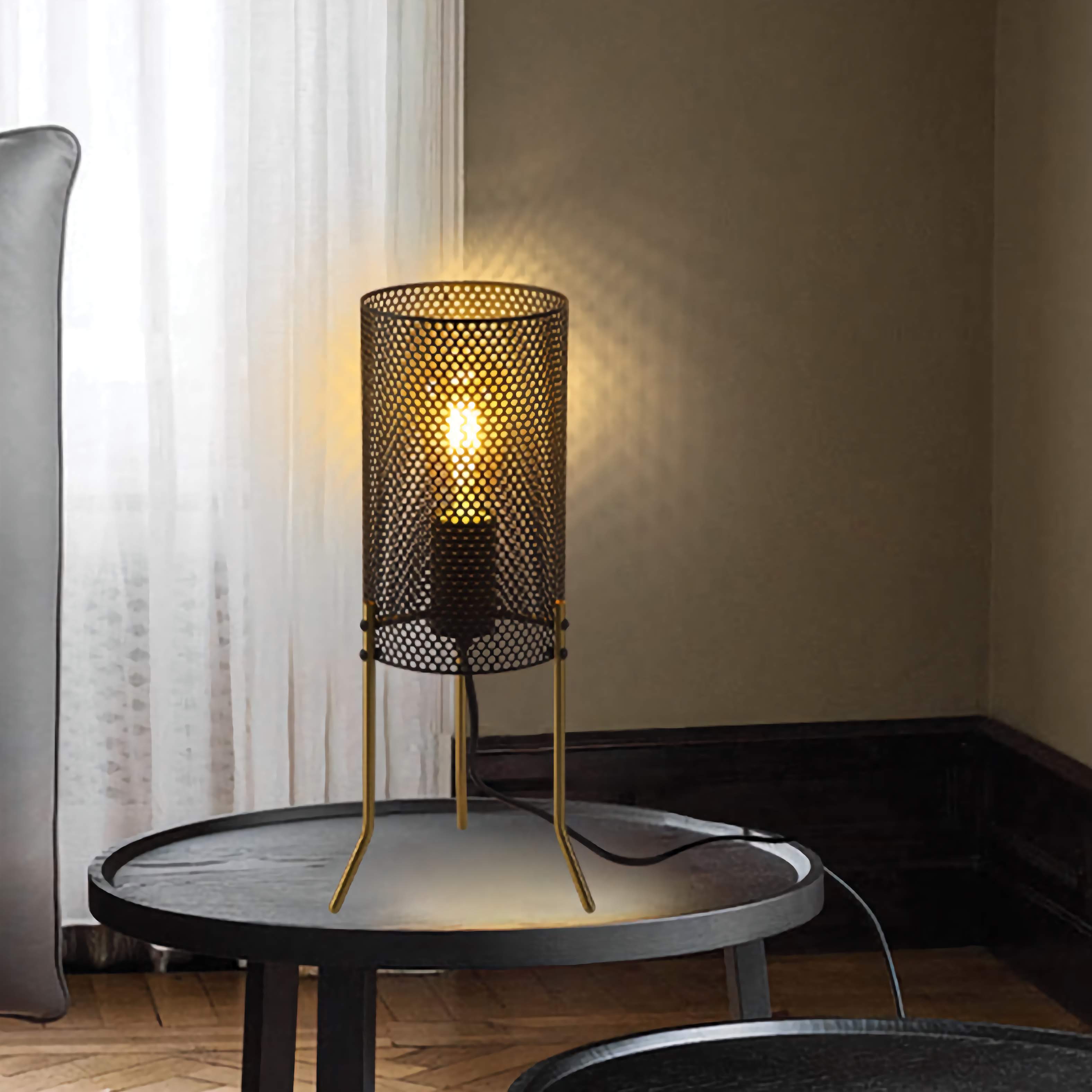 Industrial Side Table Lamp Small Table Light for Living Room Bedroom