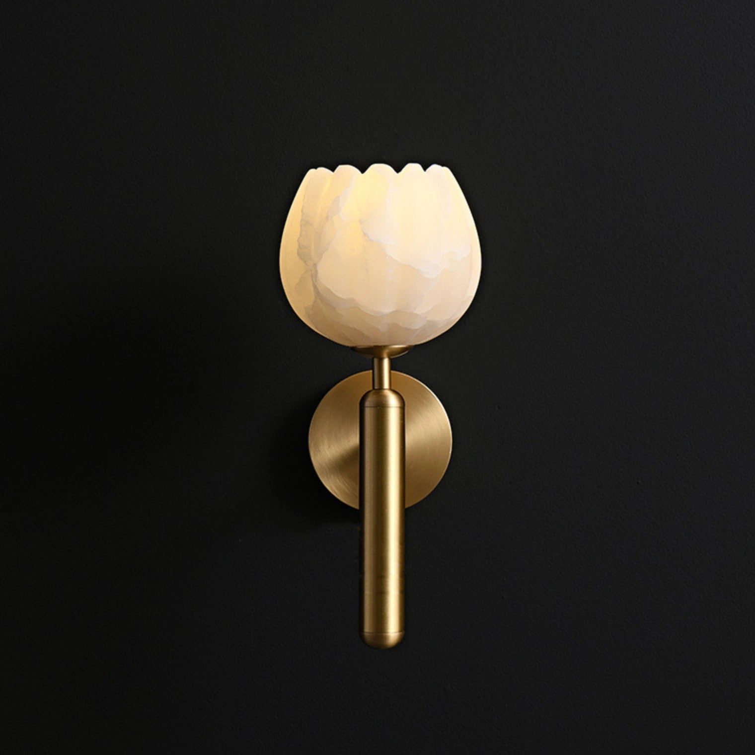 Modern Bud-Shaped Marble and Brass Wall Sconce