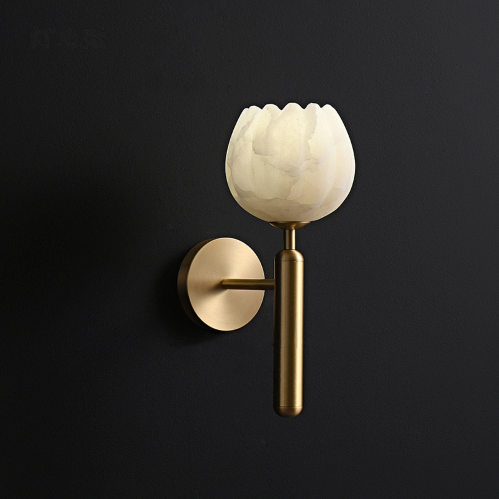 Modern Bud-Shaped Marble and Brass Wall Sconce