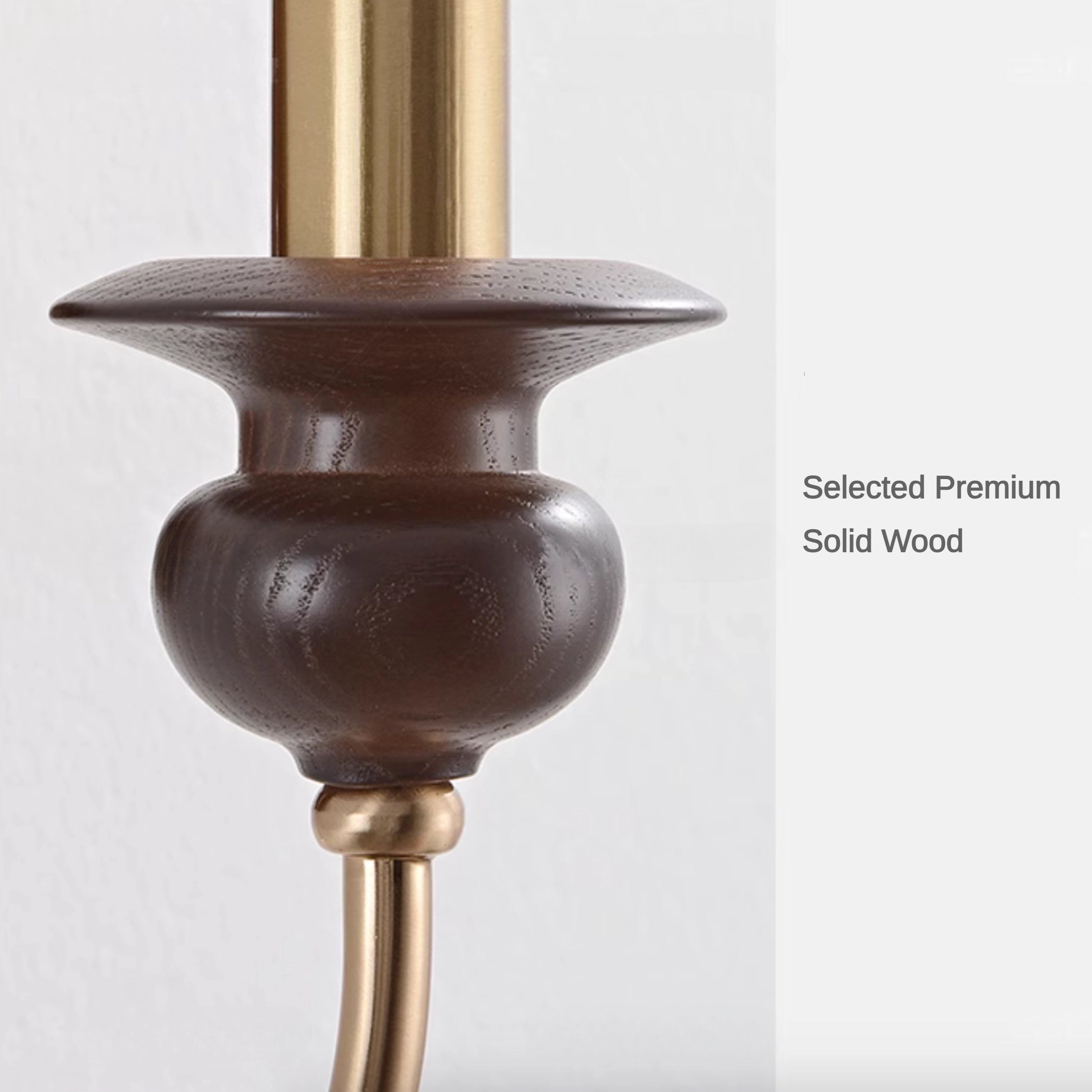 Brass Wall Mount Light Wood Candle Sconce with Pull Switch