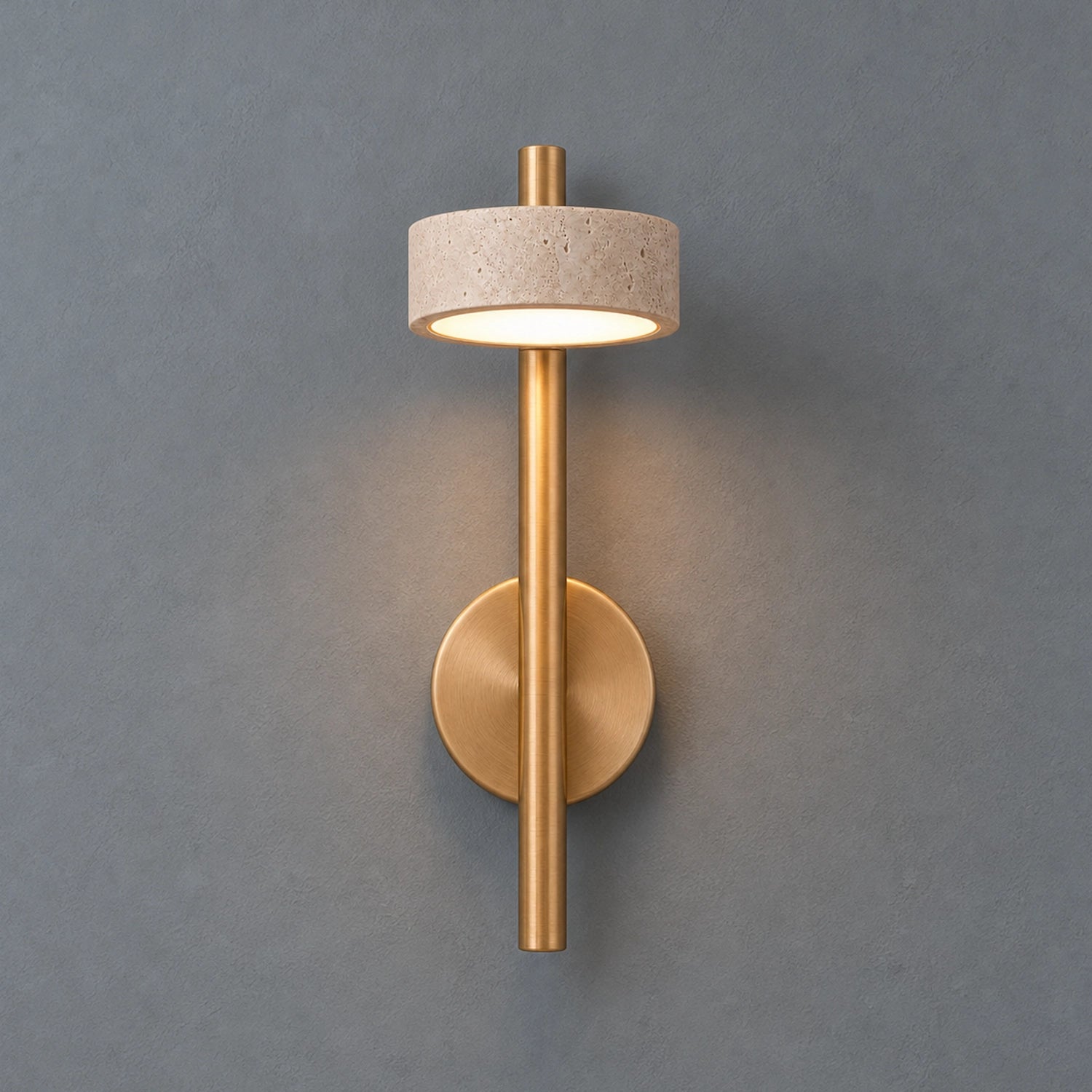 Minimalist Travertine Wall Mounted Light with Swivel Arm