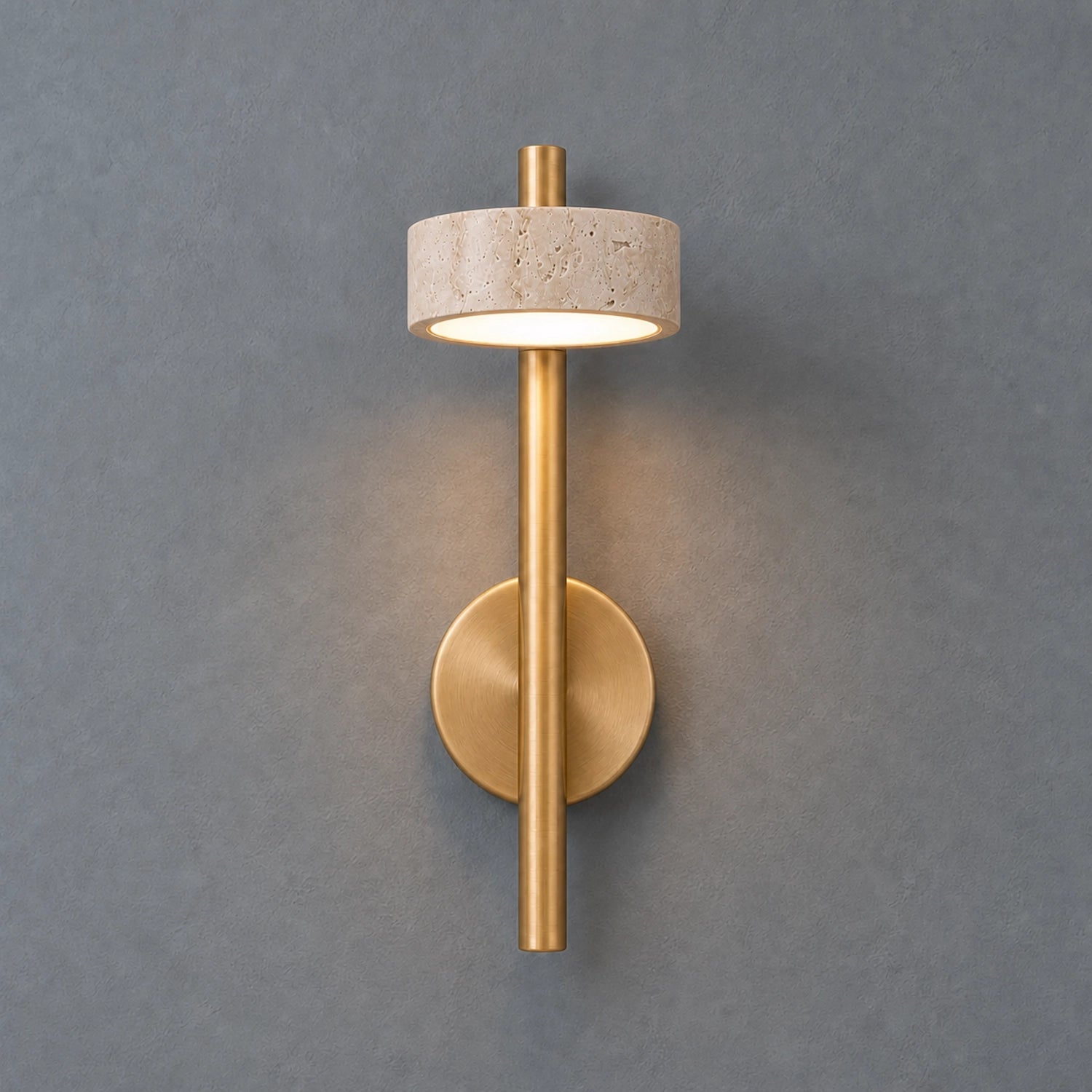 Adjustable Travertine Gold Wall Light with Swivel Arm for Bedroom