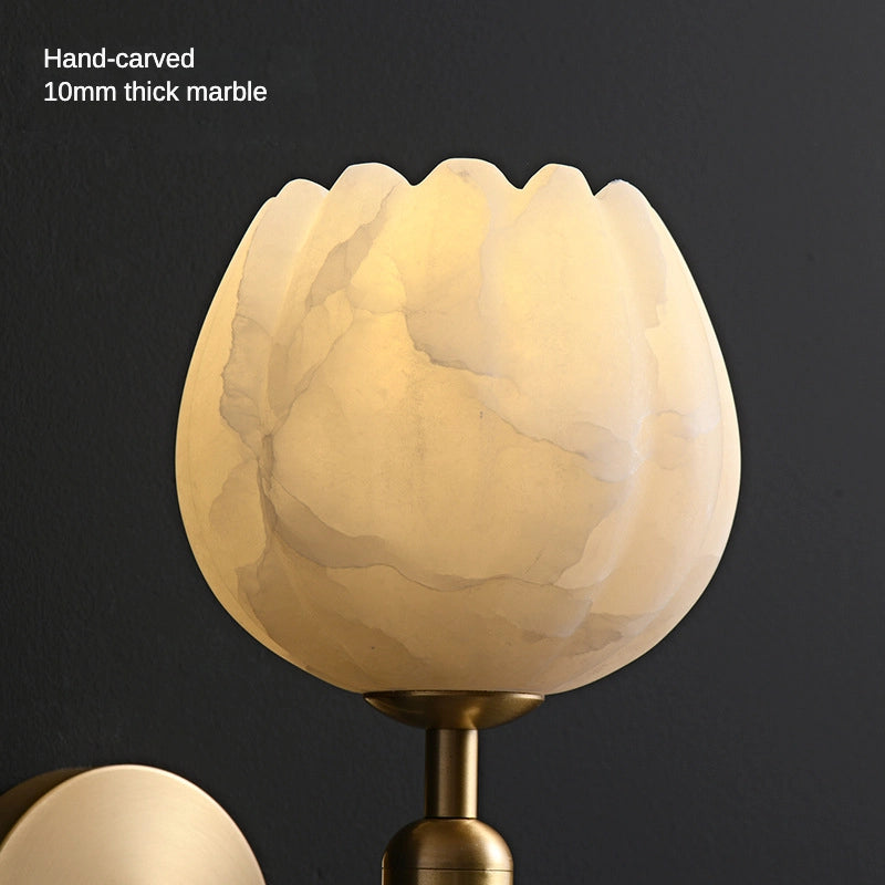 Modern Bud-Shaped Marble and Brass Wall Sconce