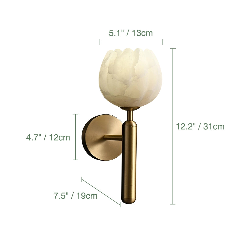 Modern Bud-Shaped Marble and Brass Wall Sconce