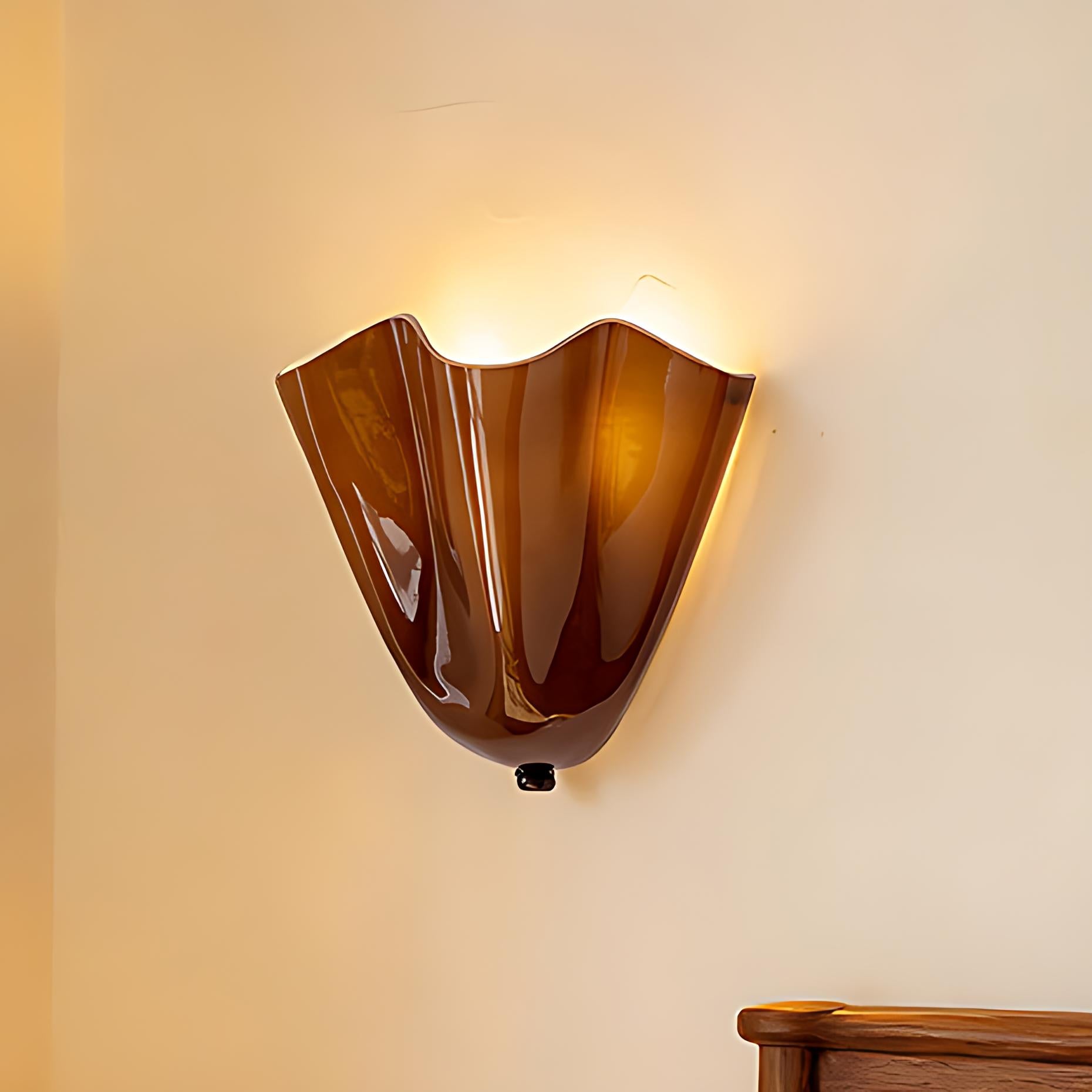 Modern Hand-Blown Wavy Glass Wall Sconce Mid Century Wall Light