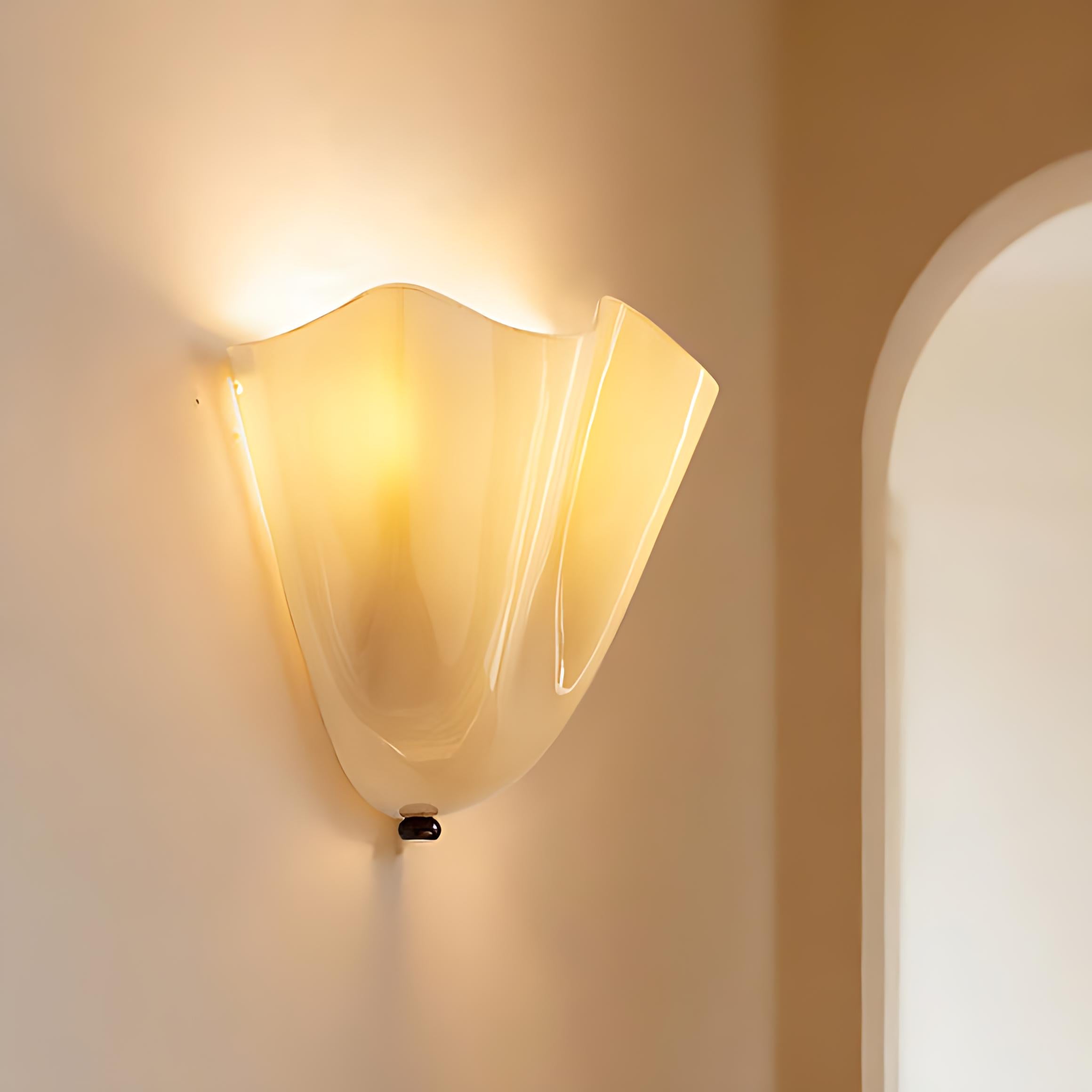 Modern Hand-Blown Wavy Glass Wall Sconce Mid Century Wall Light