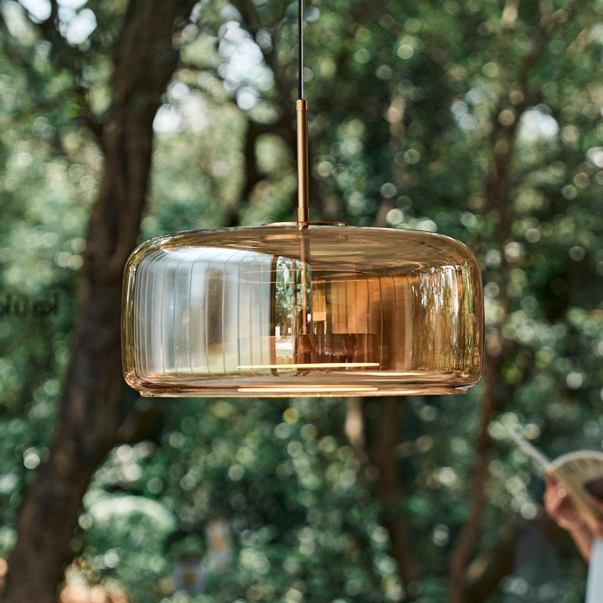 Modern Round Blown Glass Pendant Light Simple Hanging Lamp