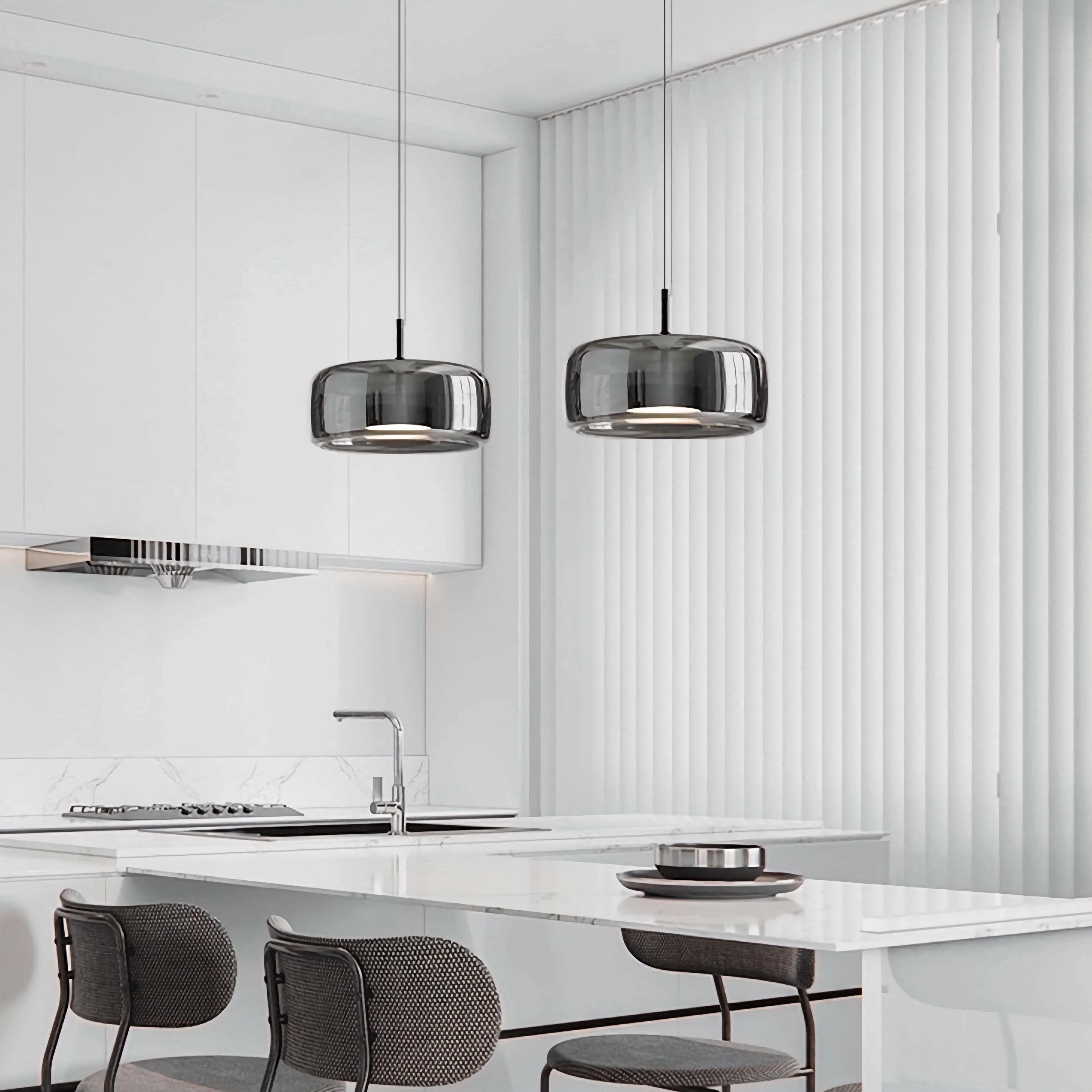 Modern Round Blown Glass Pendant Light Simple Hanging Lamp