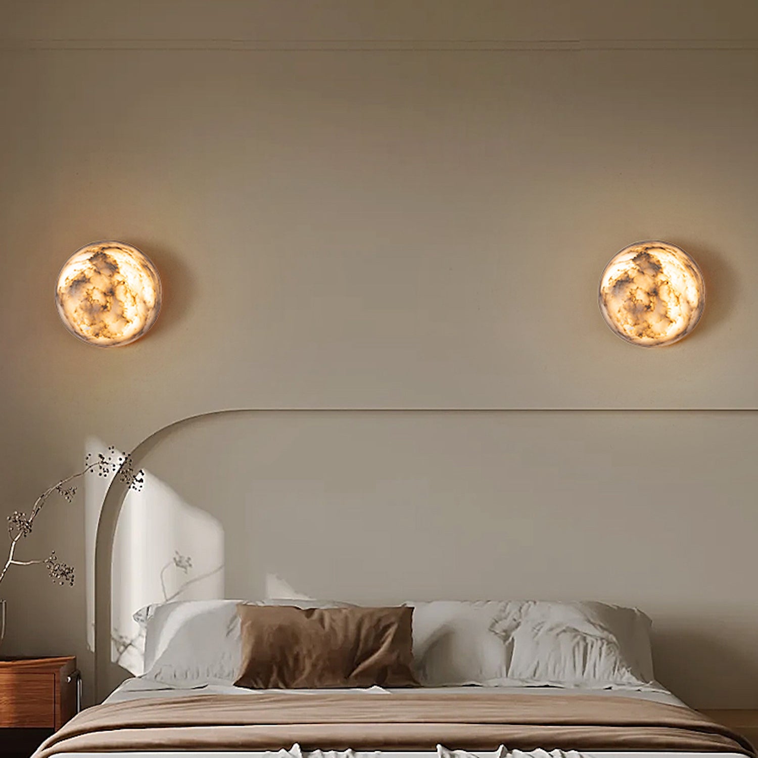 Natural Marble Wall Light Luxury Rounded Wall Sconce