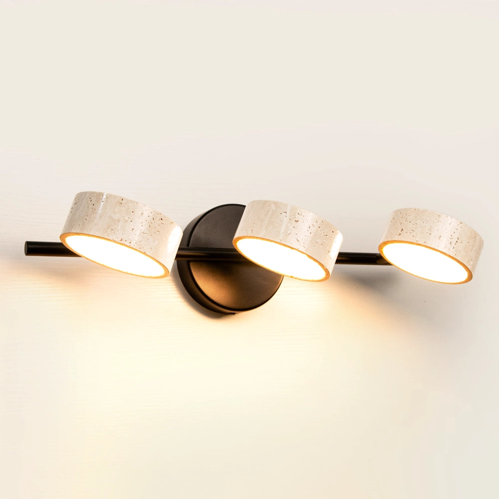 Natural Travertine Vanity Light Bathroom Black Wall Sconce