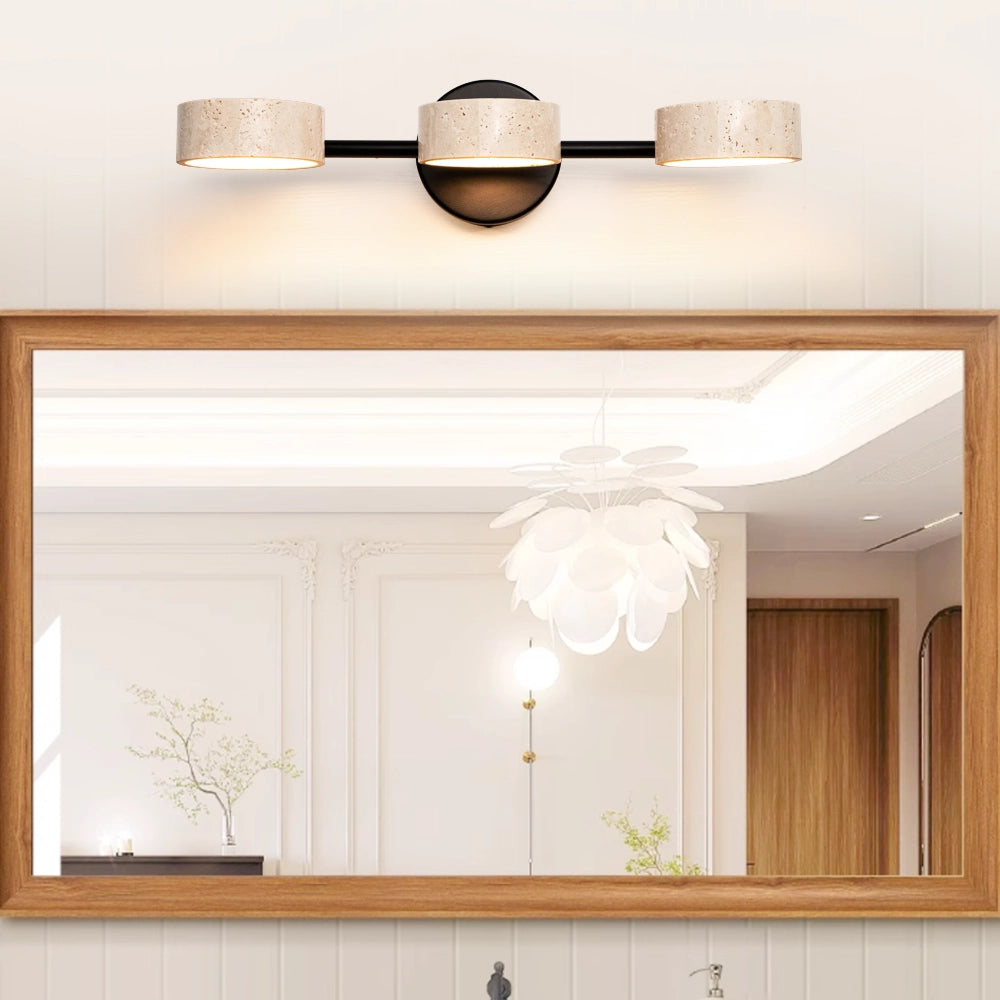 Natural Travertine Vanity Light Bathroom Black Wall Sconce
