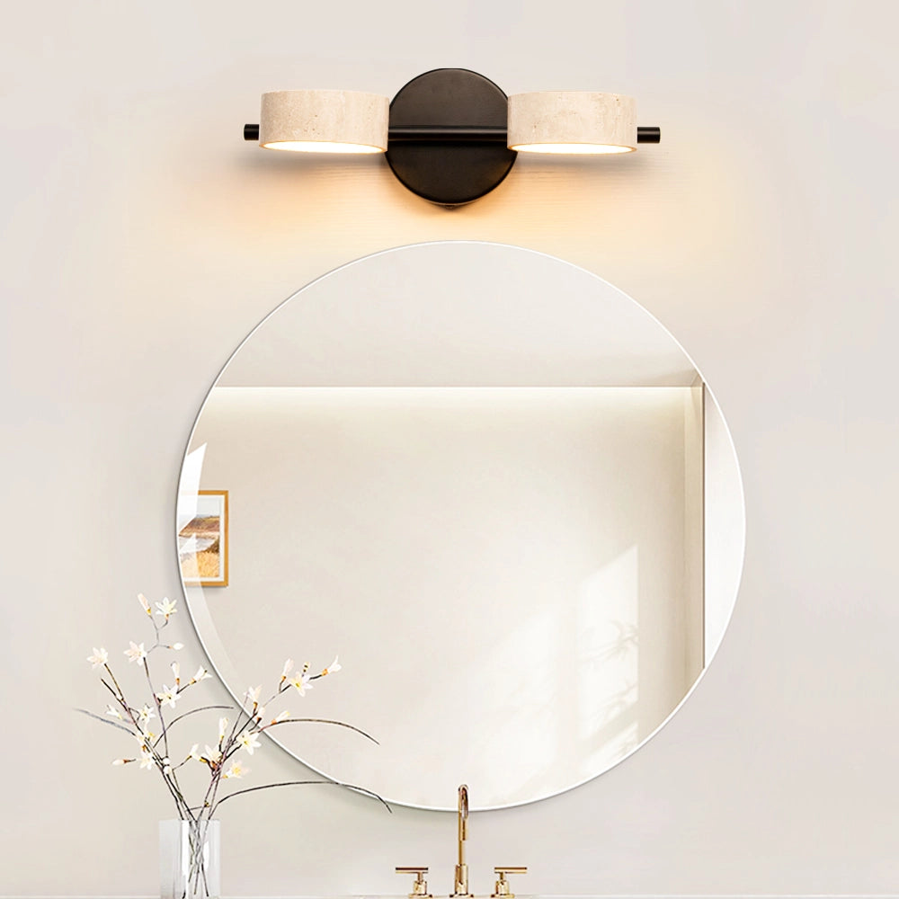 Natural Travertine Vanity Light Bathroom Black Wall Sconce