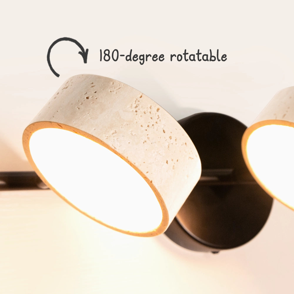 Natural Travertine Vanity Light Bathroom Black Wall Sconce