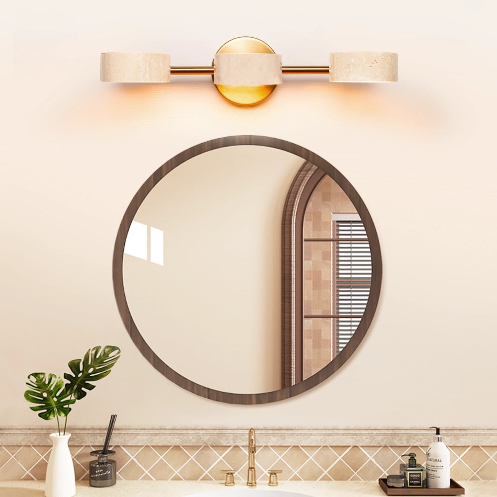 Natural Travertine Vanity Light Bathroom Gold Wall Sconce