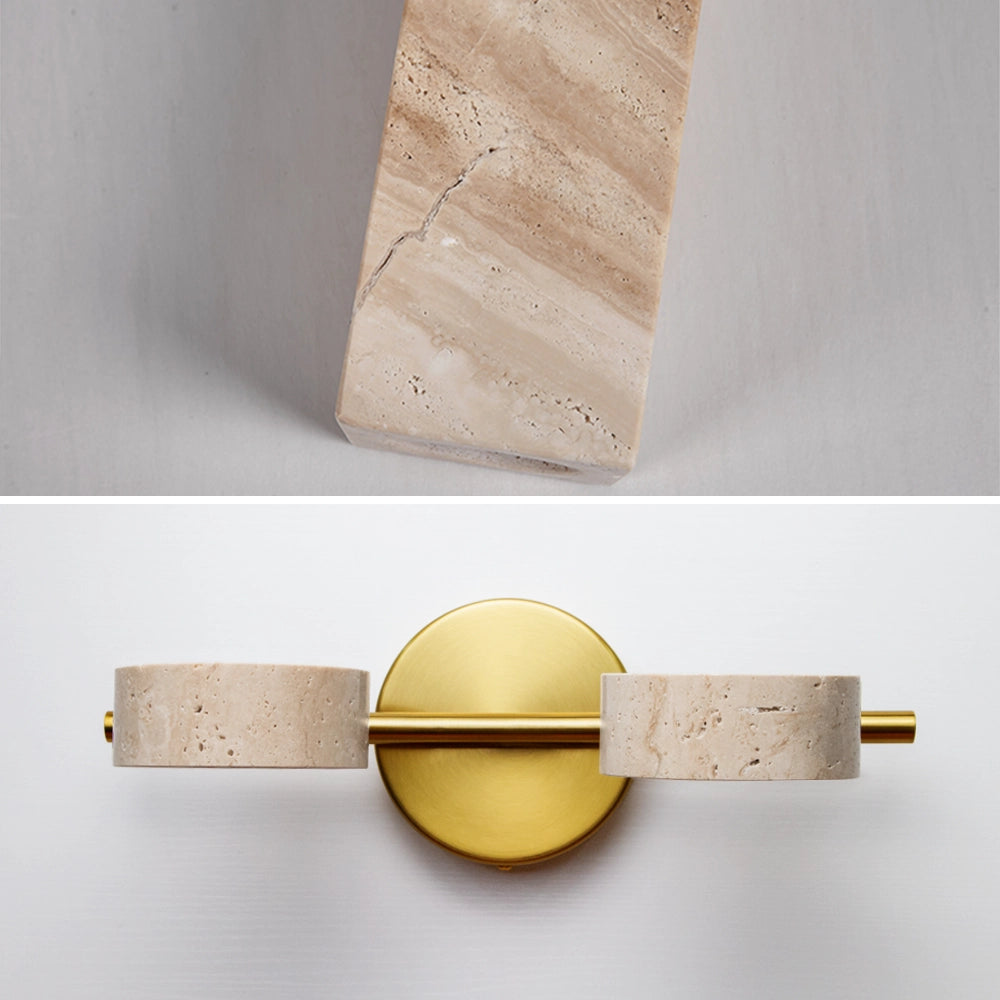 Natural Travertine Vanity Light Bathroom Gold Wall Sconce