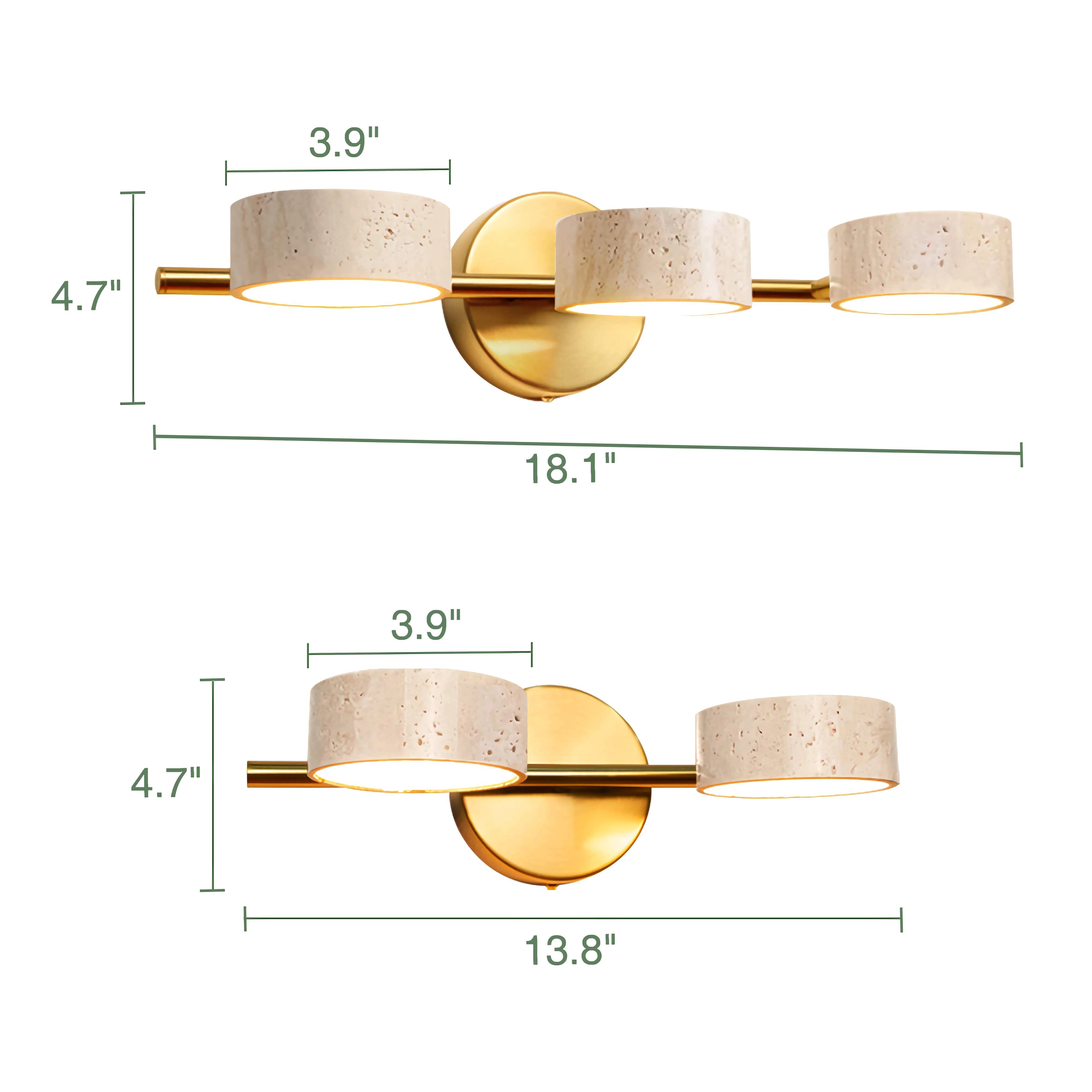 Natural Travertine Vanity Light Bathroom Gold Wall Sconce