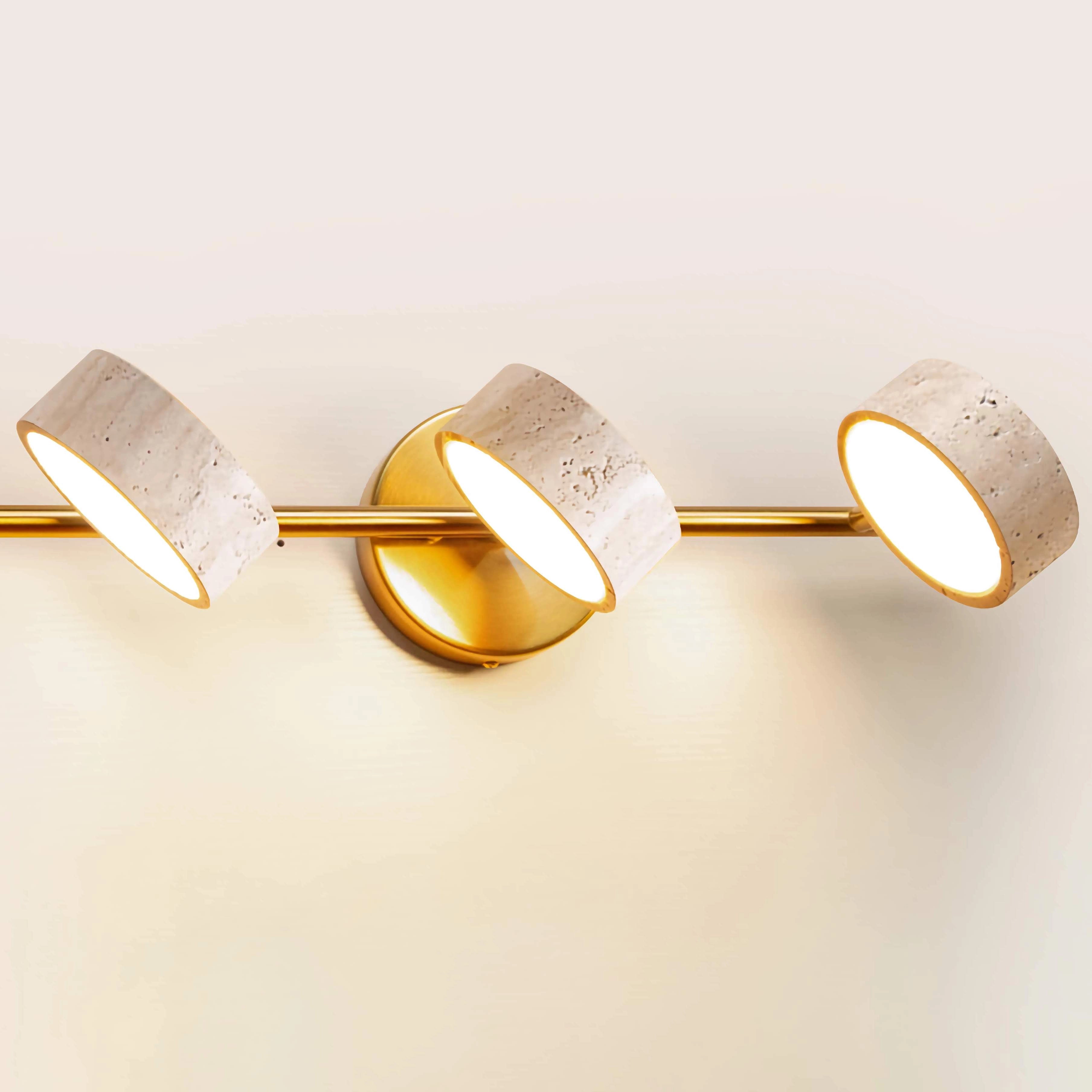 Natural Travertine Vanity Light Bathroom Gold Wall Sconce