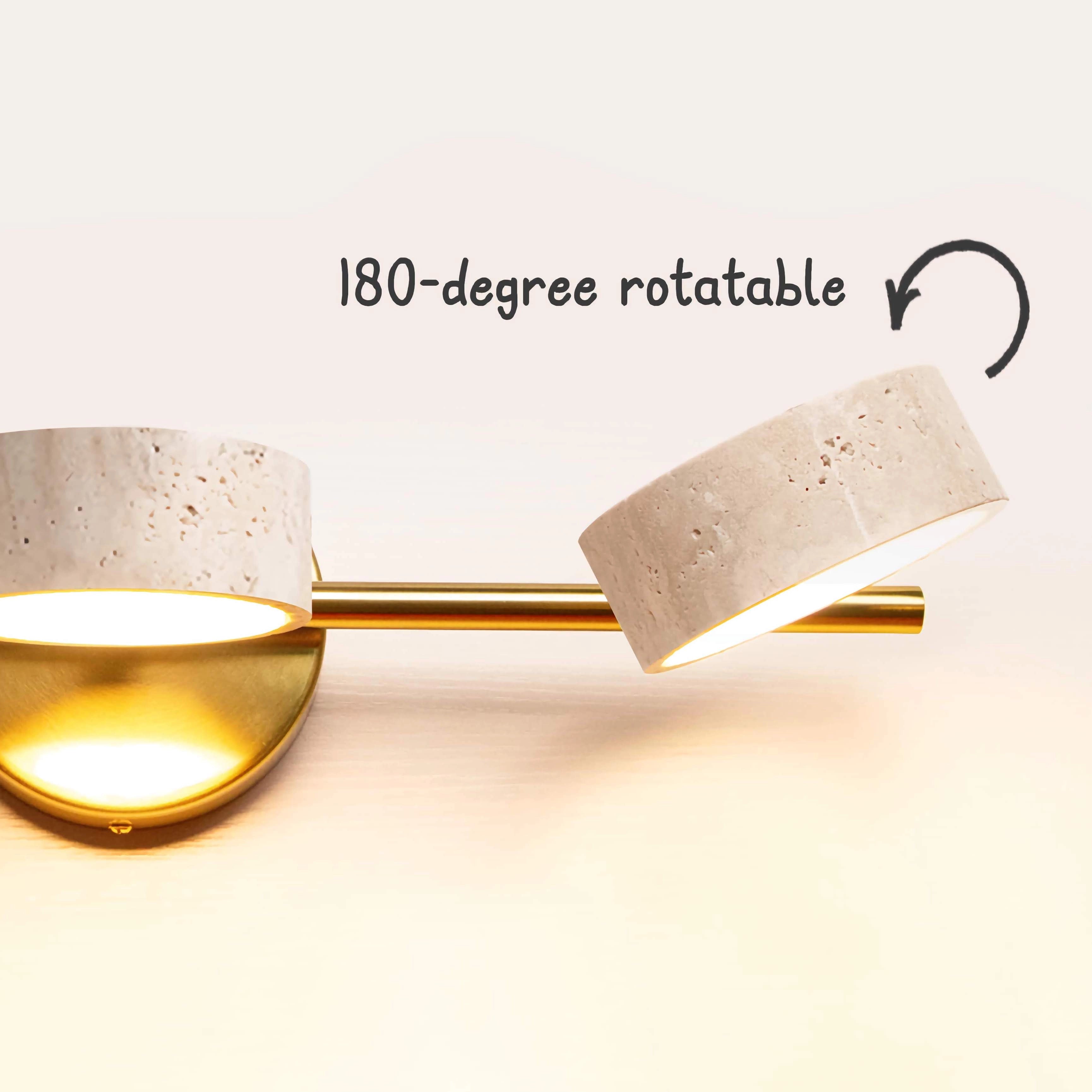 Natural Travertine Vanity Light Bathroom Gold Wall Sconce