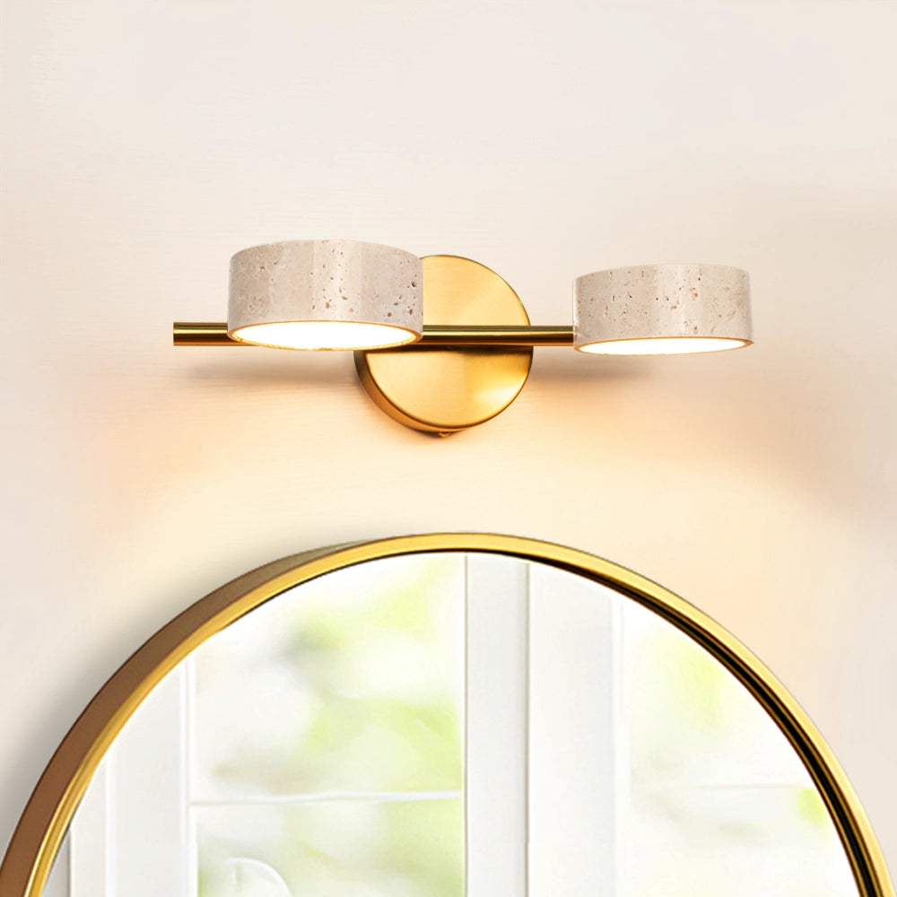 Natural Travertine Vanity Light Bathroom Gold Wall Sconce