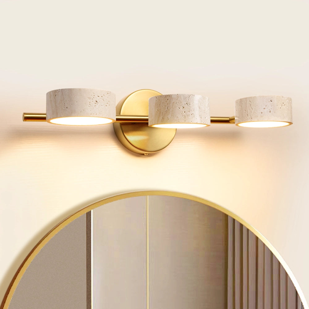 Natural Travertine Vanity Light Bathroom Gold Wall Sconce