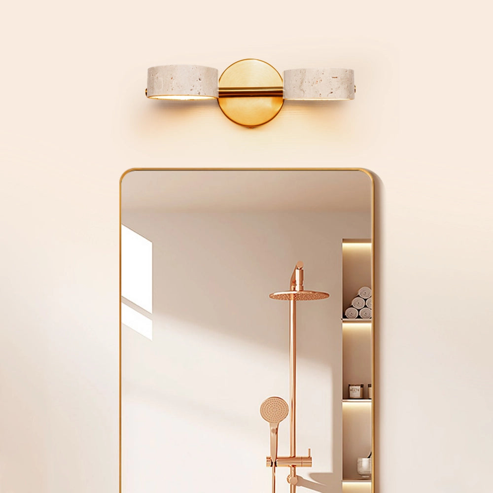 Natural Travertine Vanity Light Bathroom Gold Wall Sconce